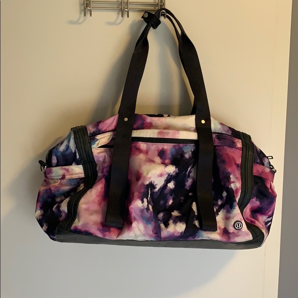 Pink and purple Lululemon duffle bag!